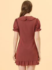 Plaid Gingham Ruffled Retro Peter Pan Collar Dress
