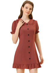 Plaid Gingham Ruffled Retro Peter Pan Collar Dress