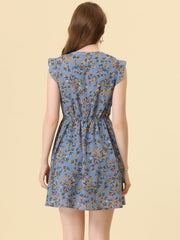 Flutter Sleeve Ruffle A-Line Flowy Chiffon Dress