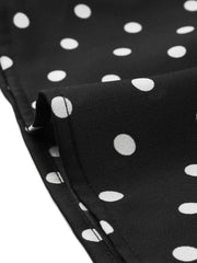 Polka Dot Peter Pan Collar Bow Tie Neck Puff Sleeve Vintage Shirt