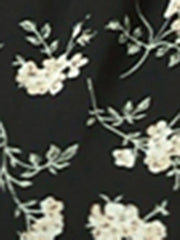 Floral Smocked Tie Neck Puff Sleeve Ruffle Chiffon Tiered Dress