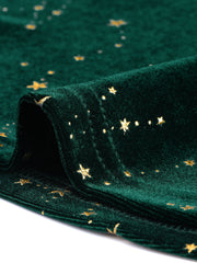 Velvet Blouse Stand Collar Long Sleeve Stars Tops