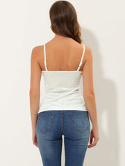 Velvet Camisole Zip Up Spaghetti Strap Sleeveless Cami Tank Tops