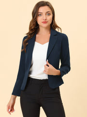 Open Front Office Work Business Crop Suit Blazer Jacket