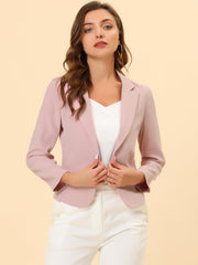 Notched Lapel Long Sleeves Solid Color Open Front Cropped Blazer