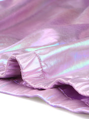 Holographic Party Shiny Lightweight Zipper Hooded Metallic Jacket