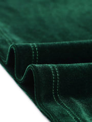 Sweetheart Neckline Pleated Front Long Sleeve Retro Velvet Blouse