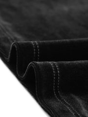 Sweetheart Neckline Pleated Front Long Sleeve Retro Velvet Blouse