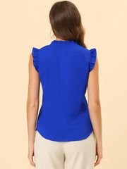 Ruffled Sleeveless Blouse 1950s Vintage Work Business Tops