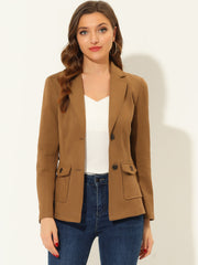 Faux Suede Blazer Belted Lapel Outwear Single Breasted Work Jacket