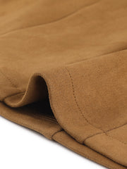 Faux Suede Blazer Belted Lapel Outwear Single Breasted Work Jacket