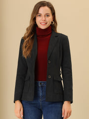 Faux Suede Blazer Belted Lapel Outwear Single Breasted Work Jacket