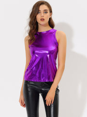 Metallic Sleeveless Shiny Shimmer Party Club Tank Top