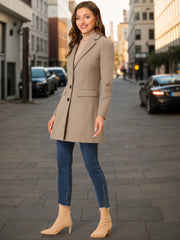 Notched Lapel Single Breasted Outwear Winter Pea Coat