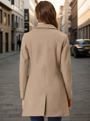 Notched Lapel Single Breasted Outwear Winter Pea Coat