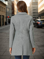 Notched Lapel Single Breasted Outwear Winter Pea Coat