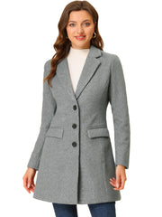 Notched Lapel Single Breasted Outwear Winter Pea Coat