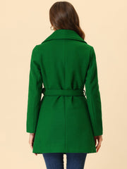 Shawl Collar Single Breasted Winter Long Belted Coat