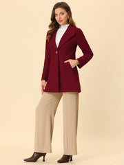Lapel Collar Buttoned Outerwear Elegant Work Winter Coat