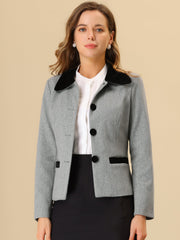 Collar Single Breasted Button Down Cropped Pea Coat