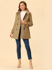 Stand Collar Double Breasted Trendy Belted Winter Coat