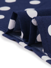 Summer Polka Dots Top Bow Tie V Neck Ruffled Cap Sleeve Office Blouse