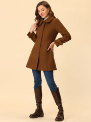 Peter Pan Collar Single Breasted Winter Outwear Buttoned Long Coat