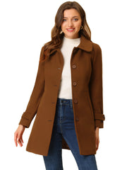 Peter Pan Collar Single Breasted Winter Outwear Buttoned Long Coat