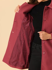 Peter Pan Collar Single Breasted Winter Outwear Buttoned Long Coat