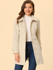 Peter Pan Collar Single Breasted Winter Outwear Buttoned Long Coat