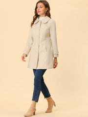 Peter Pan Collar Single Breasted Winter Outwear Buttoned Long Coat