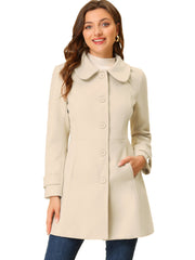 Peter Pan Collar Single Breasted Winter Outwear Buttoned Long Coat
