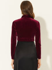 Velvet Open Front Long Sleeve Cropped Bolero Shrug