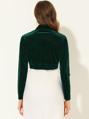 Velvet Open Front Long Sleeve Cropped Bolero Shrug