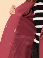Notch Lapel Double Breasted Belted Mid Long Outwear Winter Coat