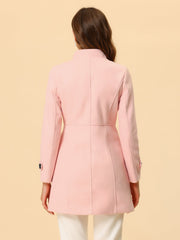 Stand Collar Double Breasted Slant Pockets Trendy Outwear Winter Coat