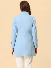 Stand Collar Double Breasted Slant Pockets Trendy Outwear Winter Coat