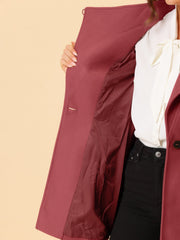 Classic Stand Collar Long Sleeve Belted Winter Coat
