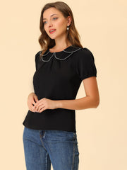 Puff Sleeve Tops Peter Pan Collar Blouse
