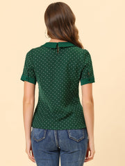 Peter Pan Collar Vintage Polka Dots Short Sleeves Blouse
