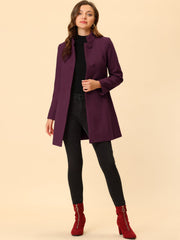 Stand Collar Single Breasted Solid Color Pea Coat