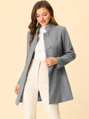 Mid-thigh Stand Collar Single Breasted Long Coat