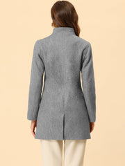 Mid-thigh Stand Collar Single Breasted Long Coat