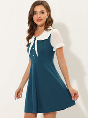 50s Lolita Contrast Color Peter Pan Collar Dress