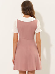 50s Lolita Contrast Color Peter Pan Collar Dress