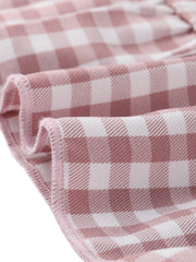 Gingham Checks Ruffled Peter Pan Collar 1960s Vintage Mini Dress