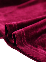 Velvet Blouse Elegant Sweetheart Neck Long Sleeve Peplum Top