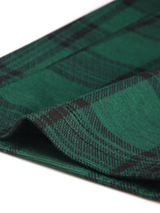 Tartan Plaid Pants Elastic Waist Straight Long Trousers