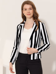 Business Casual Open Front Notch Lapel Plaid Suit Blazer