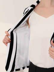 Business Casual Open Front Notch Lapel Plaid Suit Blazer